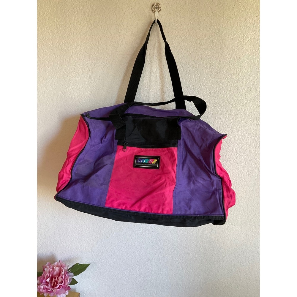 Vintage Gitano Hi-Performance Duffel Bag 90s Colorblock Purple Pink Retro Gym
